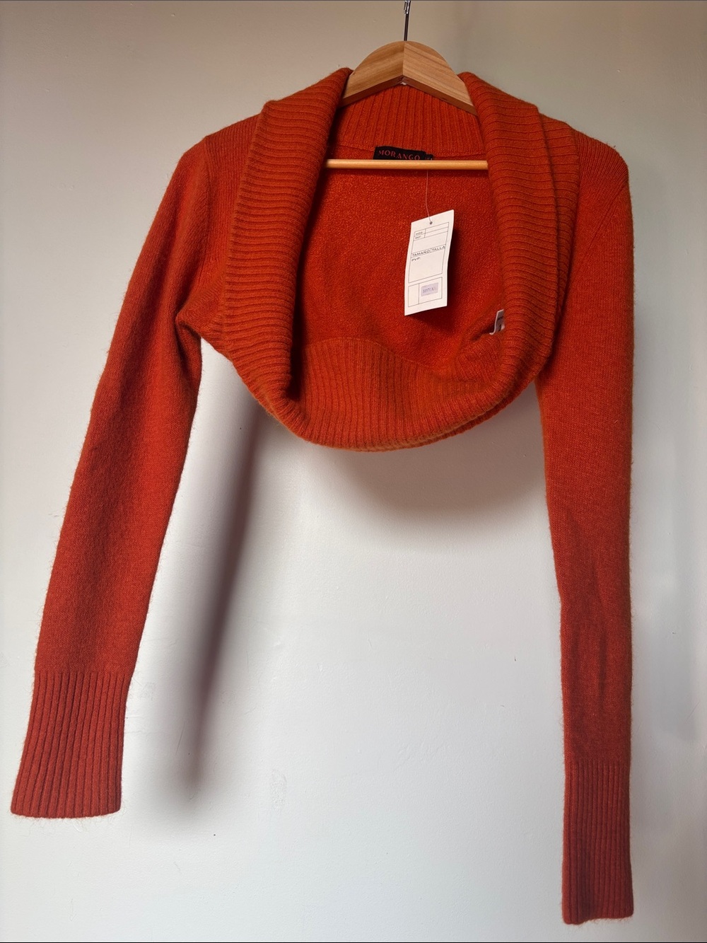 Y2K Cropped Bolero Shrug Cardigan in Persimmon NWT Angora Wool